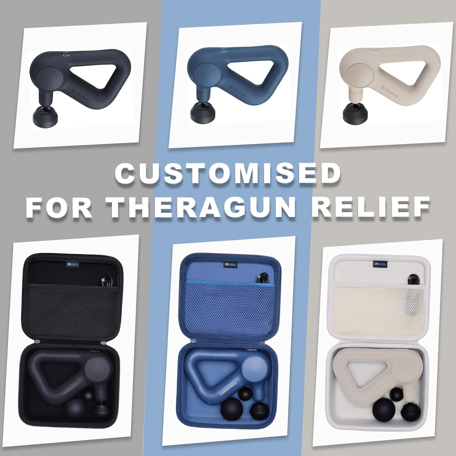 Massage Case Compatible with TheraGun Relief Handheld Percussion Massage Gun, Travel Carrying Protective Storage Bag Cream (Case Only)