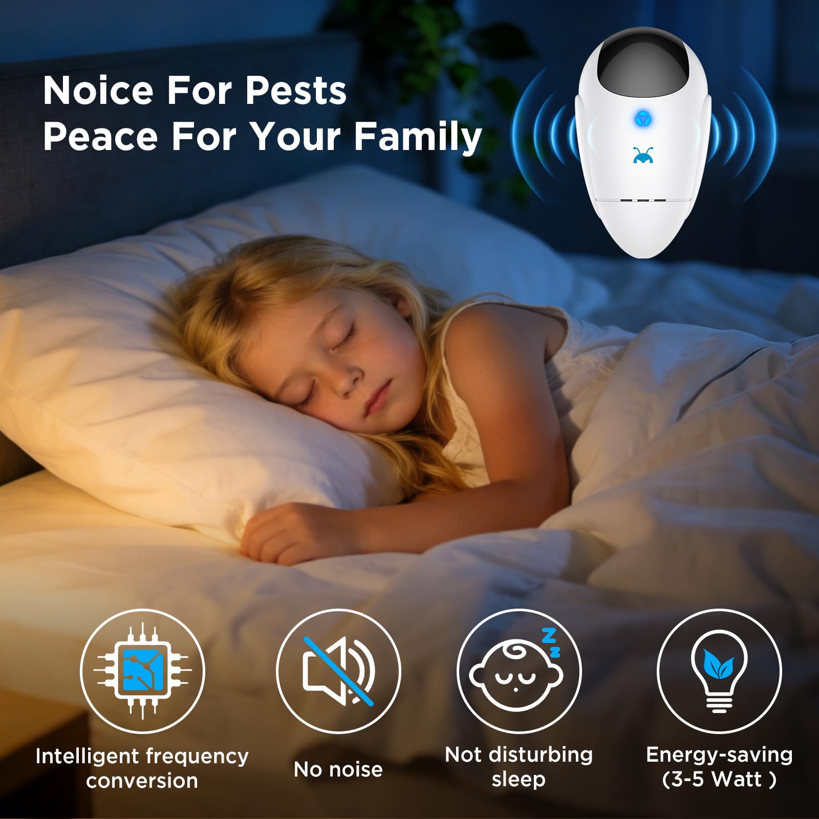 Neatmaster 2026 Repellente ultrasonico migliorato per parassiti e insetti, repellente interno, controllo dei parassiti per scarafaggi, roditori, insetti, zanzare, topi, ragni, formiche, repellente