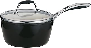 Tramontina Ceramica Deluxe 3-Quart Sauce Pan with Glass Lid, Ceramic Non Stick Saucepan, Oven-Safe, Metallic Black