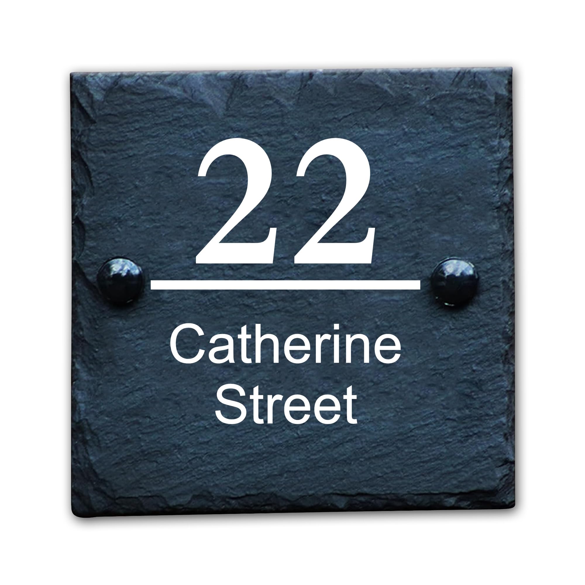 Housics Personalised Slate House Number Plaque, Black, 150x150mm, Design 4