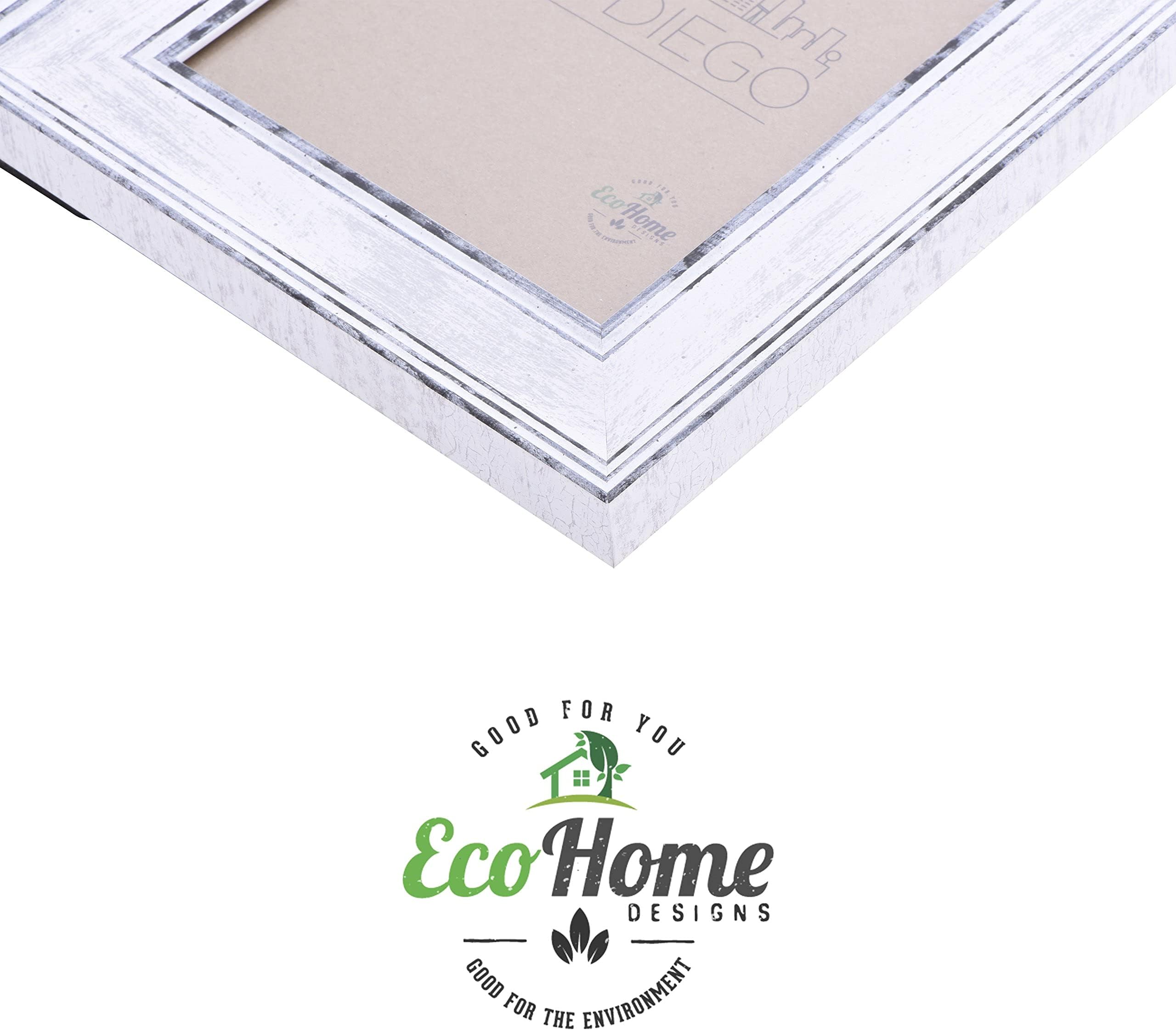 4x6 Picture Frame Distressed White - Mount Desktop Display, Frames by EcoHome