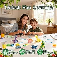 Vista 2 de Air Dry Clay Kit, Modeling Clay for Kids, 9 Dinosaur Model Magic Clay with Sculpting Tools and Tutorials, Ultre Light Soft Clay Kit, Arts Craft Toy