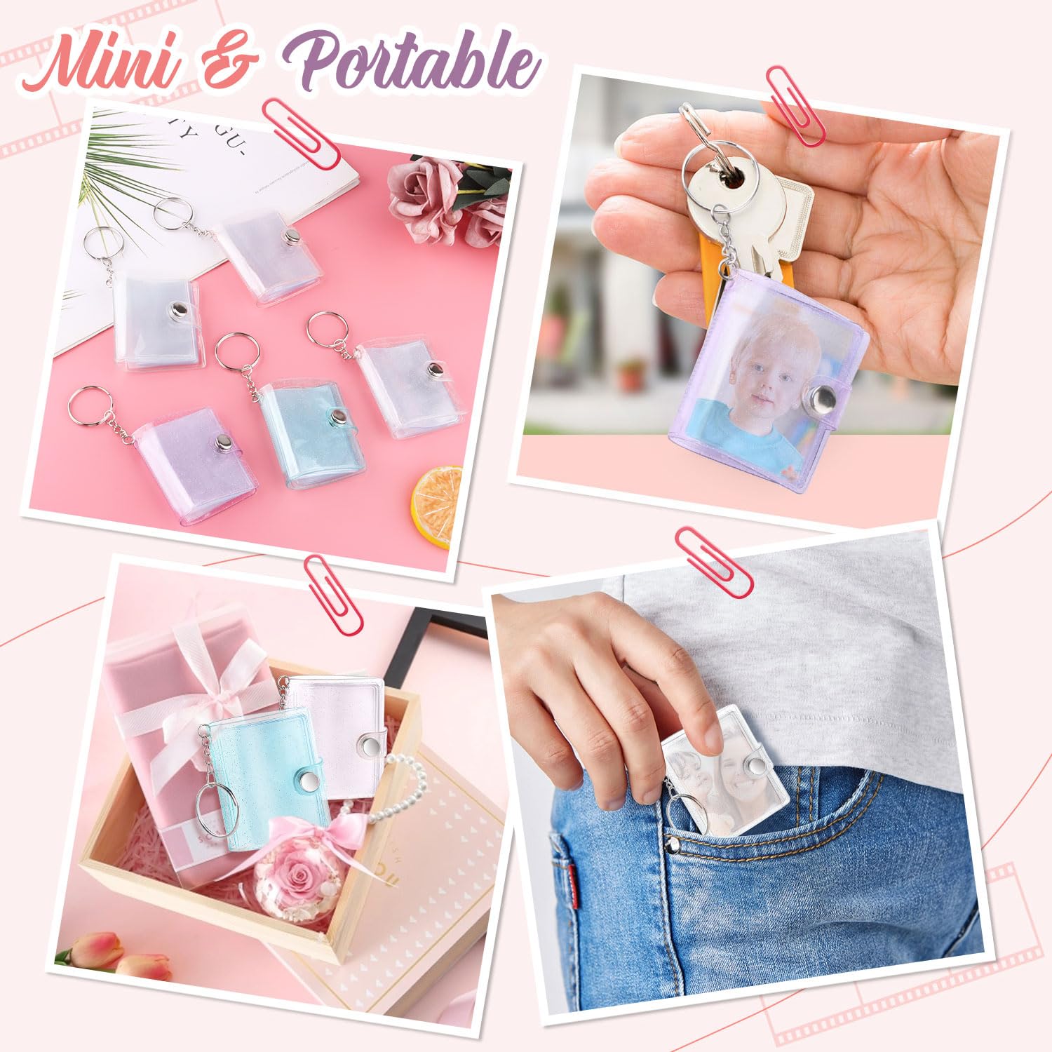 Amazon.com: 10 Pack 2 Inch Mini Photo Album Key Chain 16 Pockets