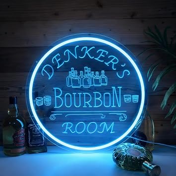 Custom Bar Neon Sign for Bourbon Lounge Decor, Personalized LED Acrylic Bar Light for Bourbon Lounge Home Pub Man Cave Game Room Bistro Tavern Patio, Customized Neon Lights for Dad Birthday Men Gift