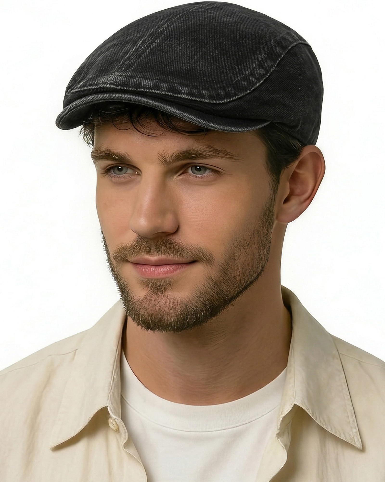 ZLYC Men Cotton Flat Cap Lightweight Ivy Driving Hat Newsboy Hats