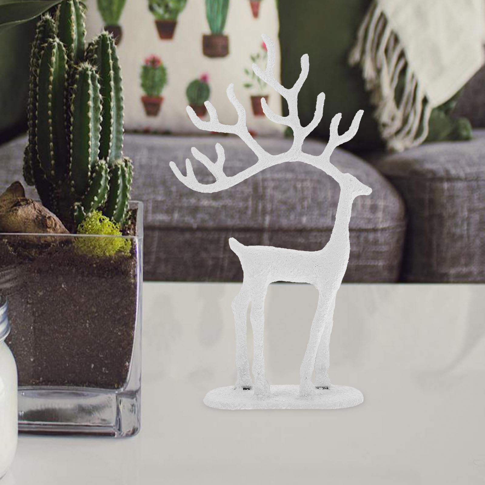 Statuetta Renna in Ghisa Elegante per Decorazione Natalizia da Tavolo Resistente e Facile da Mantenere per Arredamento Casa Durante Festività