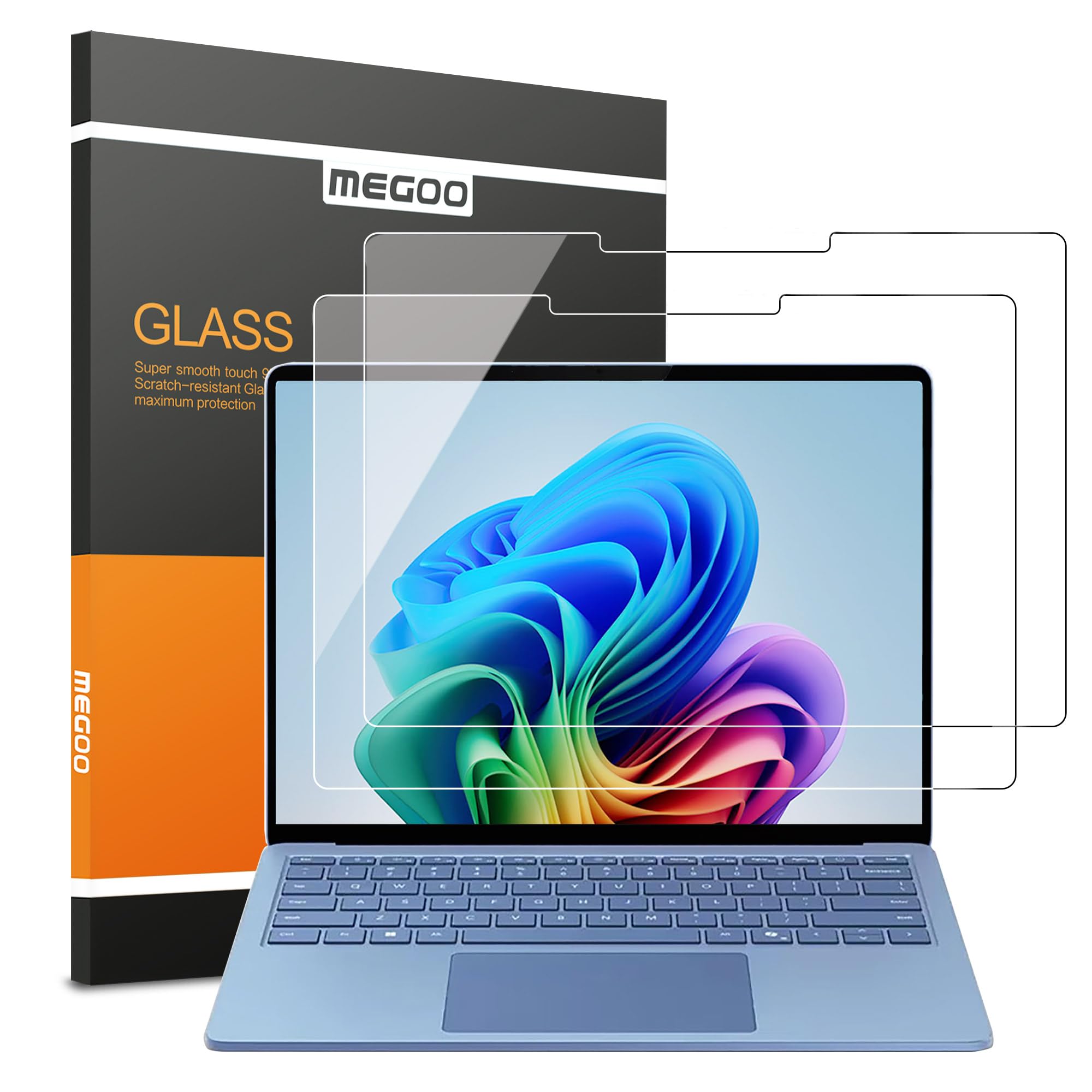 Megoo Glass Screen Protector for Surface Laptop 7 15 Inch (2024 AIPC), Anti-Scratch, HD Clear Glass, Surface Pen Compatible, 2 Pack