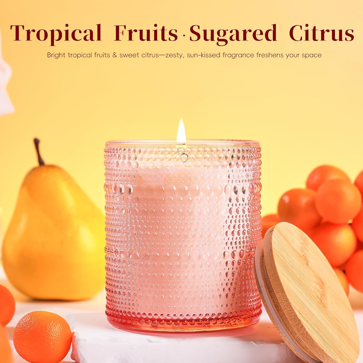 Sugar Citrus Scented Candles for Valentine's Day, Soy Scented Candle for Women Large Jar Candle, Aromatherapy Candle Over 60 Hours Spring Candles Ideal Holiday Gift - Image 4