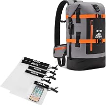 HEETA 5-Pack Clear Waterproof Dry Bag Document Holder Black Bundled with Waterproof Dry Bags Backpack Black 40L