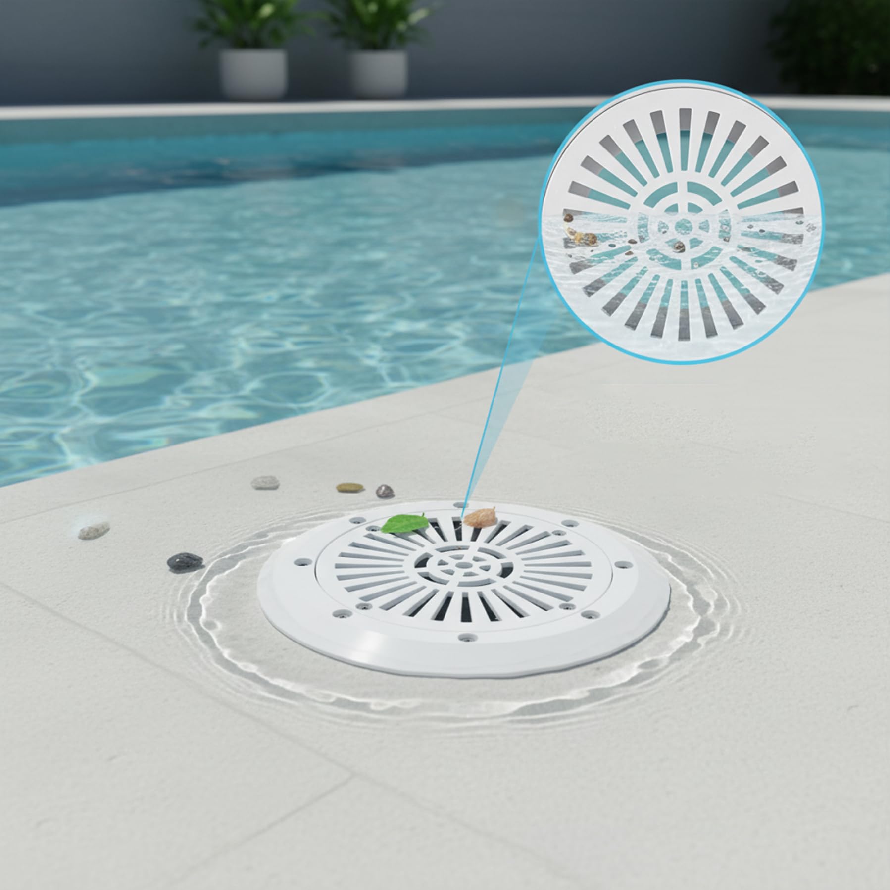 Scarico per Piscina, scarico per Piscina Bianco, griglia di copertura impermeabile a Doppio Strato con filettatura Interna da 2 pollici, accessori Piscine e saune (confezionato in Busta)