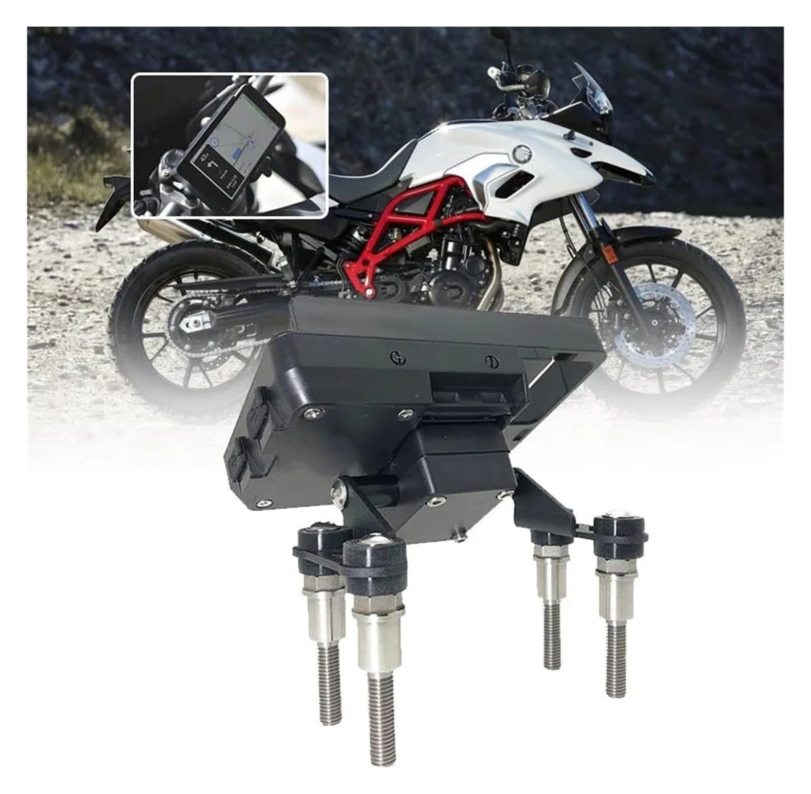 Soporte para Teléfono De Motocicleta para B&MW para F700GS para F800GS para F700 GS para F800 GS 2008-2017 Soporte Navegación Teléfono Móvil con Manillar Motocicleta USB(-05-B with USB Charging)