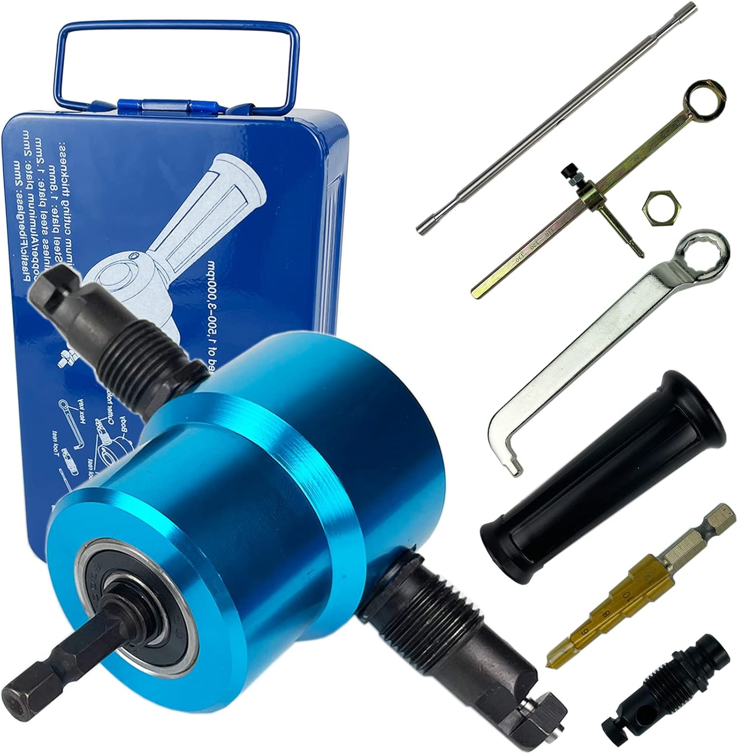 TR TOOLROCK Double Headed Sheet Metal Nibbler Cutter, Metal Nibbler Drill Attachment with Step