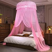 Vista 13 de Kertnic Mosquitera Dosel de Cama para Niñas, Dosel de Cama de Princesa Cortina de Malla Fina Transparente Cúpula, Doseles de Cama para Niños
