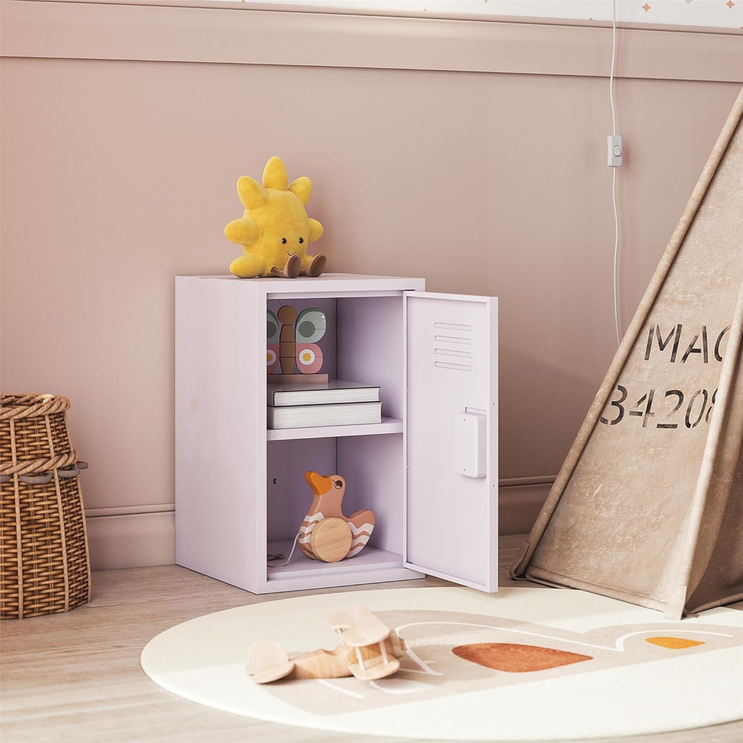 Little Seeds Casey Kids Stackable Mini Metal Storage Locker, Lavender