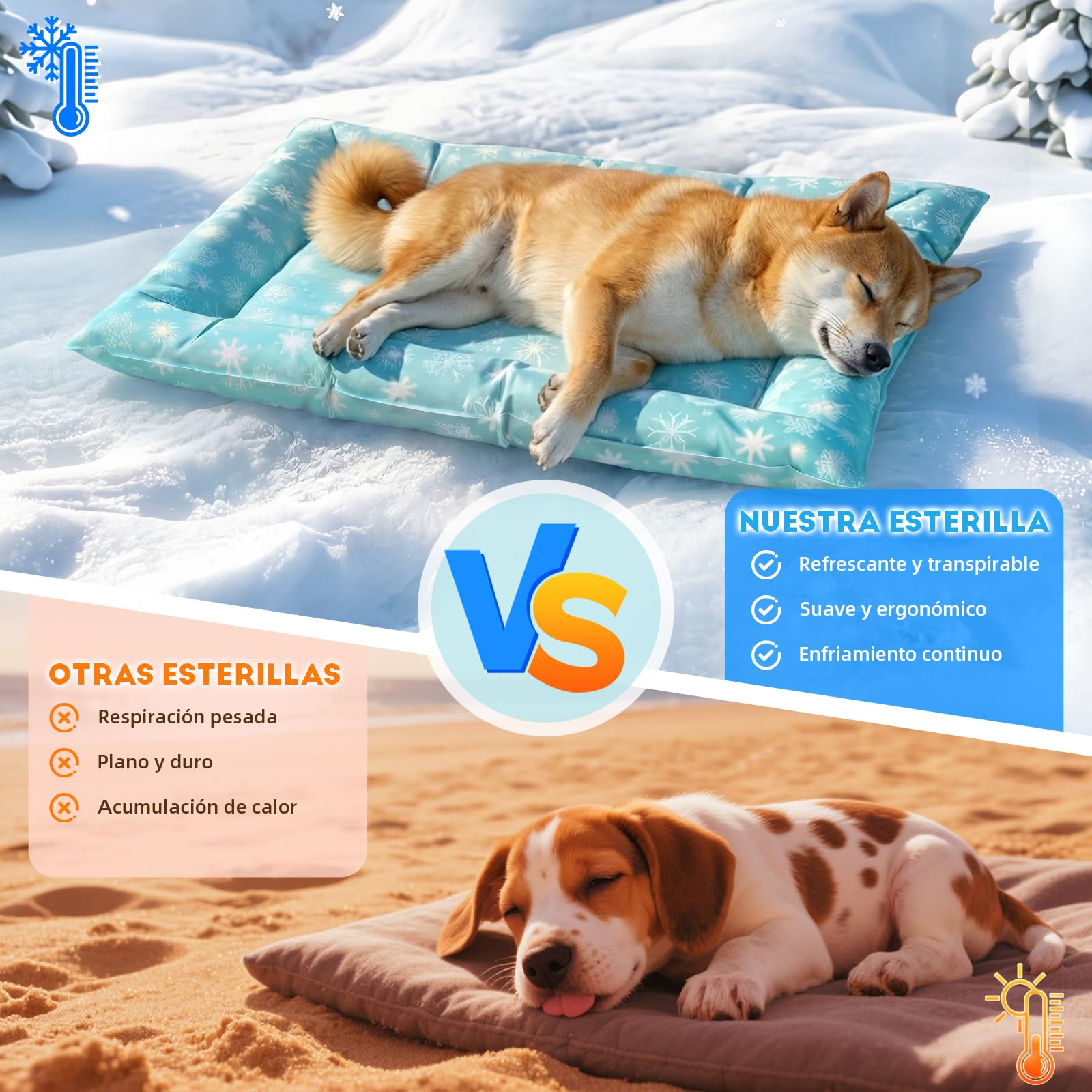 Pawtasy Alfombrilla Refrescante para Perros y Gatos Manta refrescante Perro Cama refrigerante Alfombra colchoneta Fria de Verano Fresca para Mascotas pequeños S 56 x 66 cm
