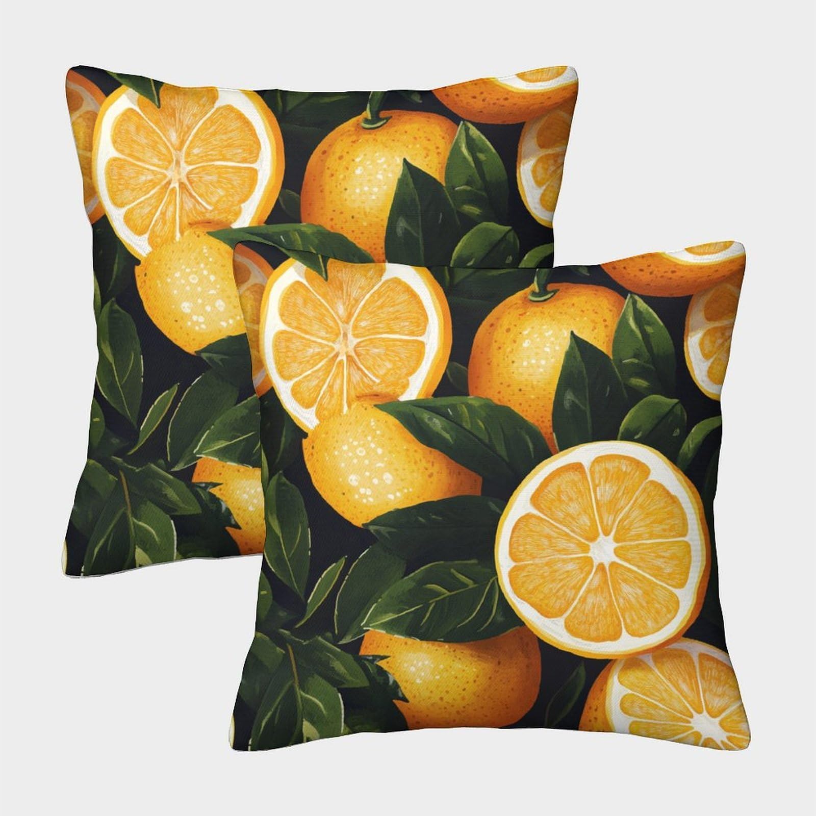 kaiyun 2 Pack Orange Illustration,Fruit Luxury Digital Printed Soft 3D Themed Square Cushion Cover 50x50cm