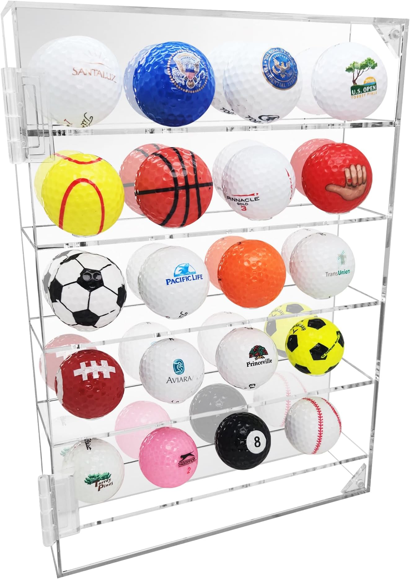 Premium Golf Ball Display Case - UV Protected Acrylic Wall Mount Holder with Mirrored 180° Viewing - Clear Acrylic Rack Holds 20 Balls - Ideal Gift for Golfers