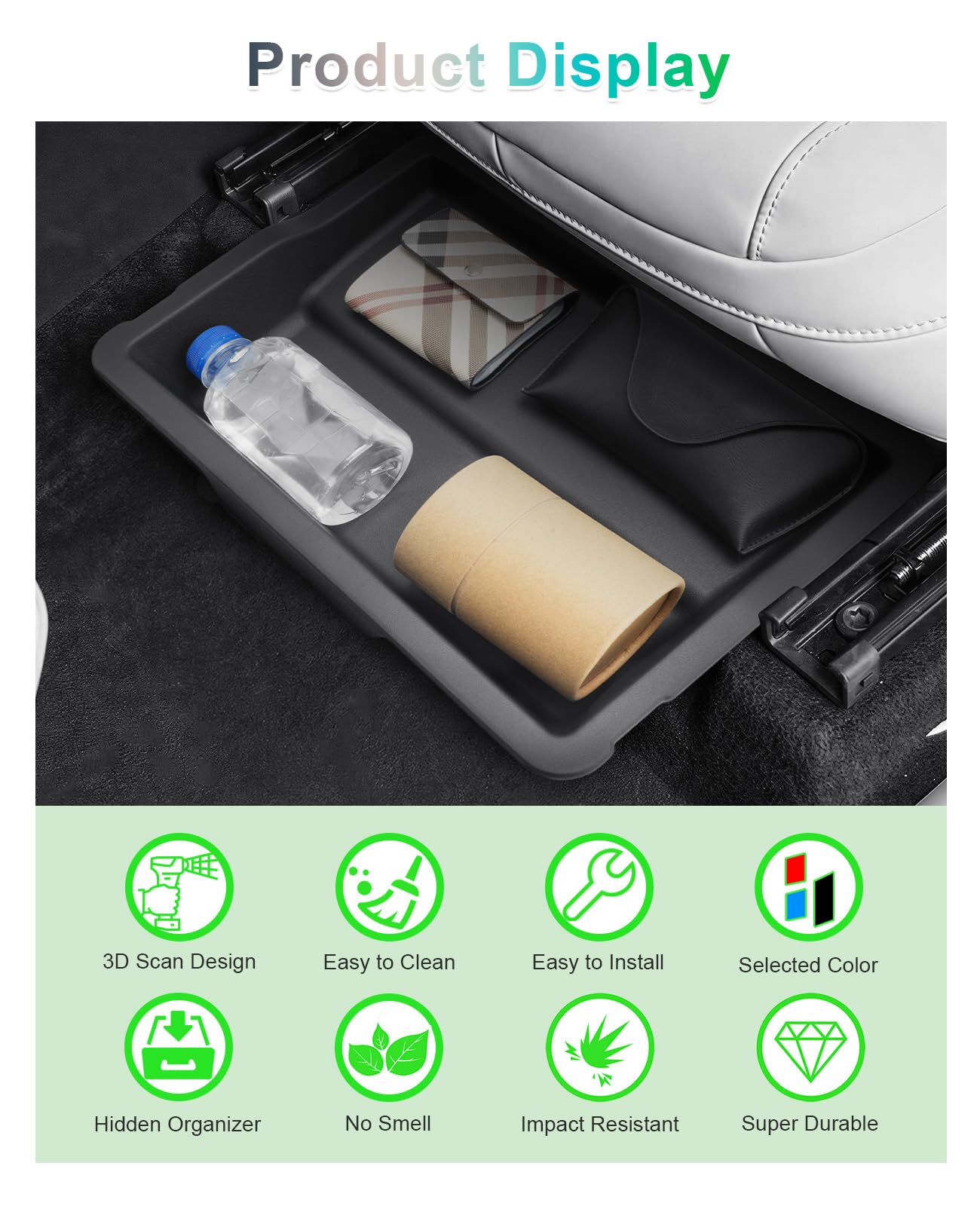 GAFAT Compatible con Nuevo Xpeng G6 2025 2026 2027 Caja de Almacenamiento debajo del Asiento, TPE Oculto Asiento Consola Central Organizador, X peng G6 Accesorios, Impermeable [Fila Delantera 2 PZS]