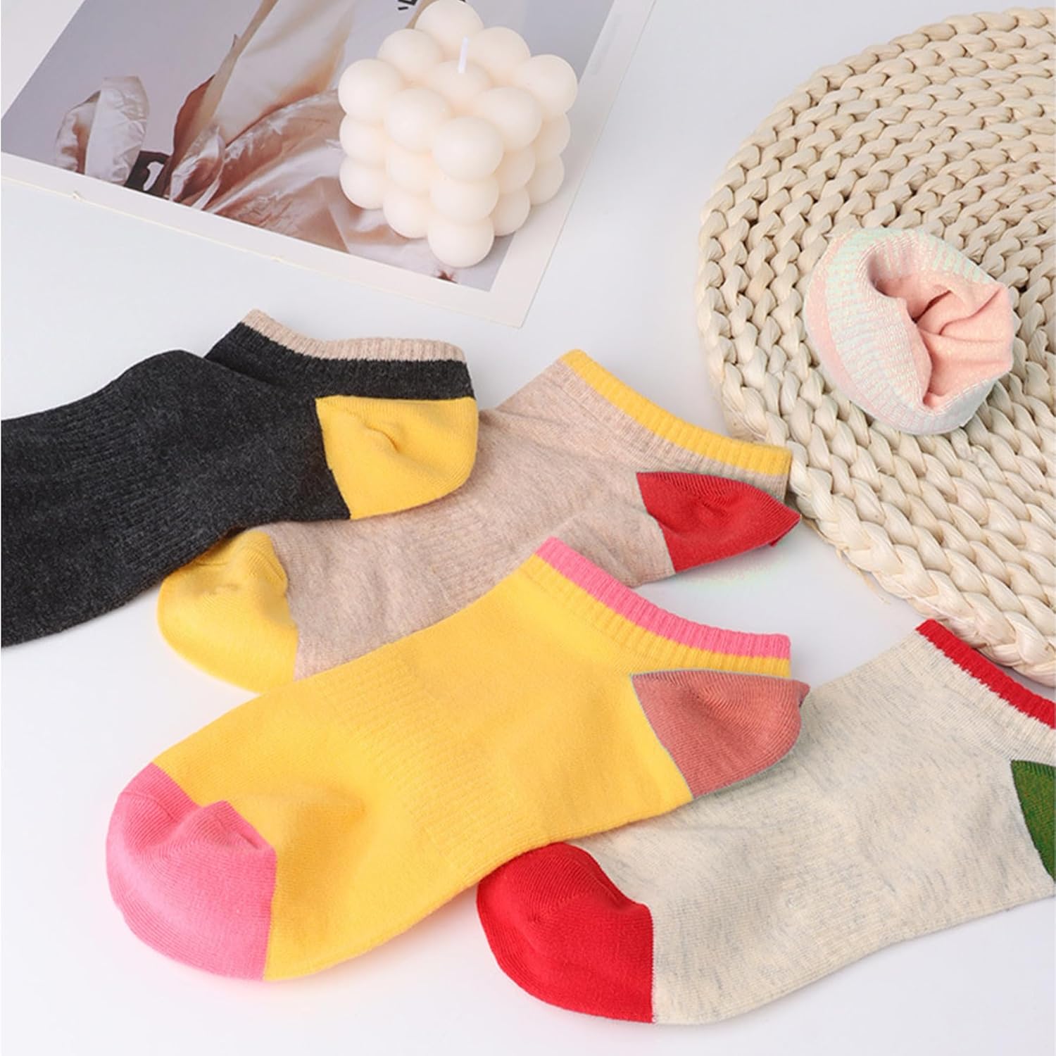 Womens Cute No Show Socks 4/5/6/7/8 Pairs - Aesthetic Non Slip Invisible Low Cut for Flats Loafers Breathable Soft - Image 3