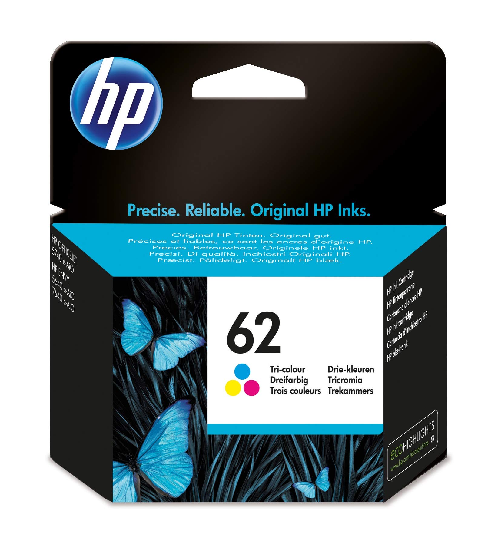 HP C2P06AE 62 Original Ink Cartridge, Tri-color, Single Pack