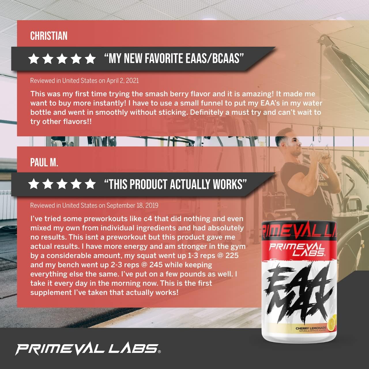 Primeval Labs EAA Max Recuperación muscular antes o después del entrenamiento BCAA EAA