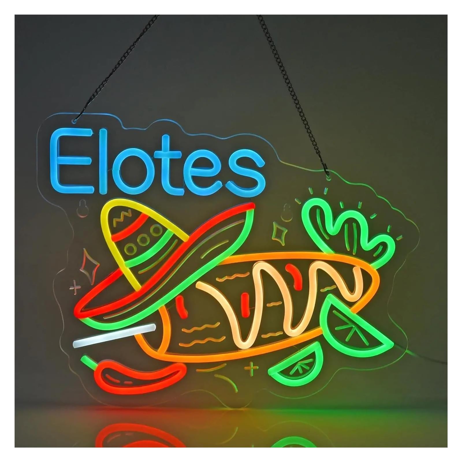 LEMST Sign Lamp Elotes Neon Sign Light Dimmable USB Powered for Restaurant Kitchen Bar Club Hotel Shop Office Party Decor 40cmx31cm