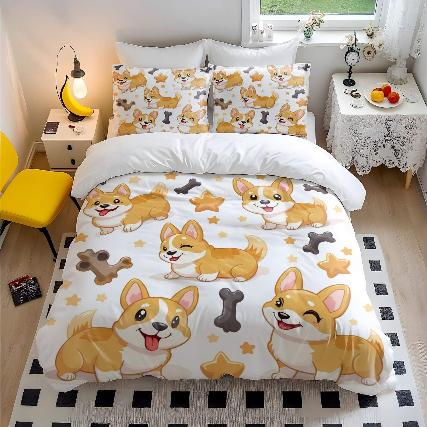 Parure de lit motif chien de qualité supérieure pour lit King