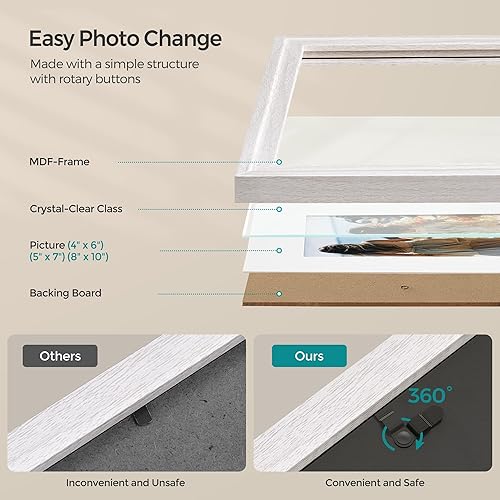 Miniatura 4 de SONGMICS Portarretratos para galería, juego de 10, marcos de fotos para decoración de pared de galería, con dos de 8 x 10, cuatro de 5 x 7, cuatro