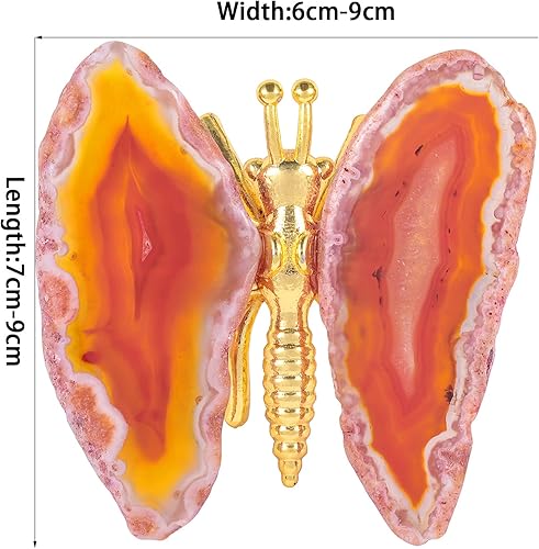 Miniatura 2 de Rockcloud Juego de 2 adornos decorativos de mariposa de ágata, colección de figuras de soporte de mariposa para decoración de escritorio de oficina