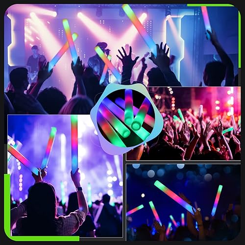 Miniatura 9 de 26 PCS Giant 16 Inch Foam Glow Sticks, Bulk Glow Sticks with 3 Modes Colorful Flashing, LED Light Stick Gift, Glow in Dark Party Supplies for