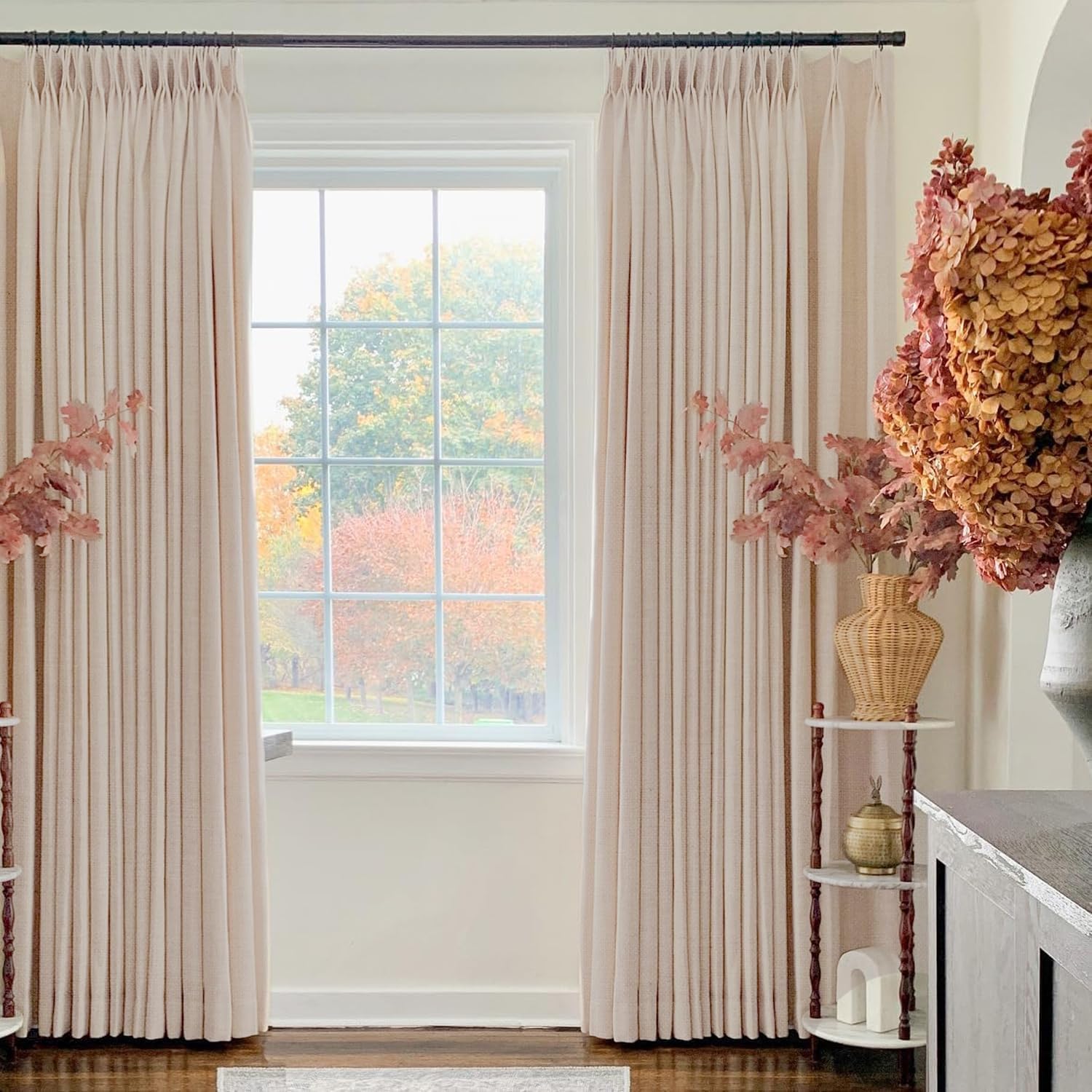 HOMERILLA Lille Linen Custom Curtains,Blackout Curtains/Room Darkening Curtains,Sliding Glass Door Curtains,Size Customizable,38 Colors for Choosing,Multi-Type Hanging Styles,1 Panel