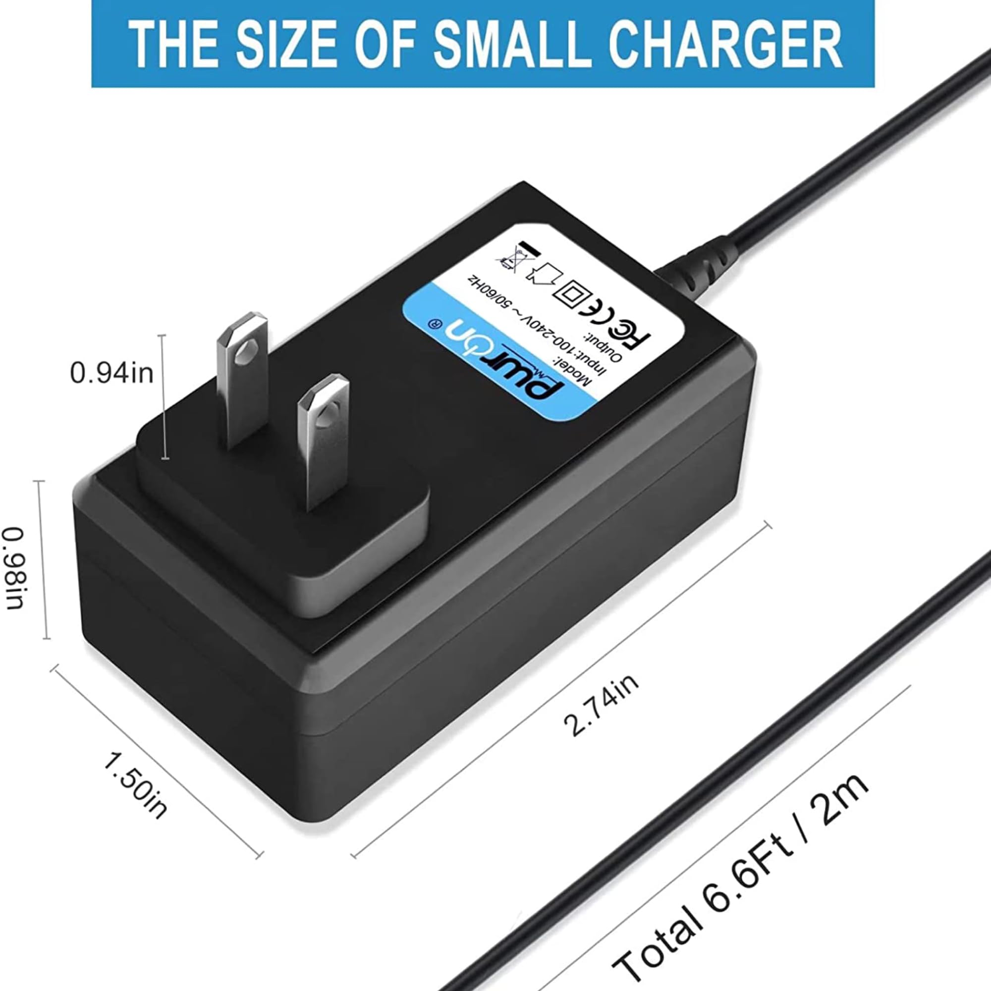 PwrON 6.6 FT Long 9V Negative AC to DC Power Adapter Charger for Korg microKorg MS2000 MS2000-R MS2000-B MS2000-BR Keyboard Analog Modeling Synthesizer