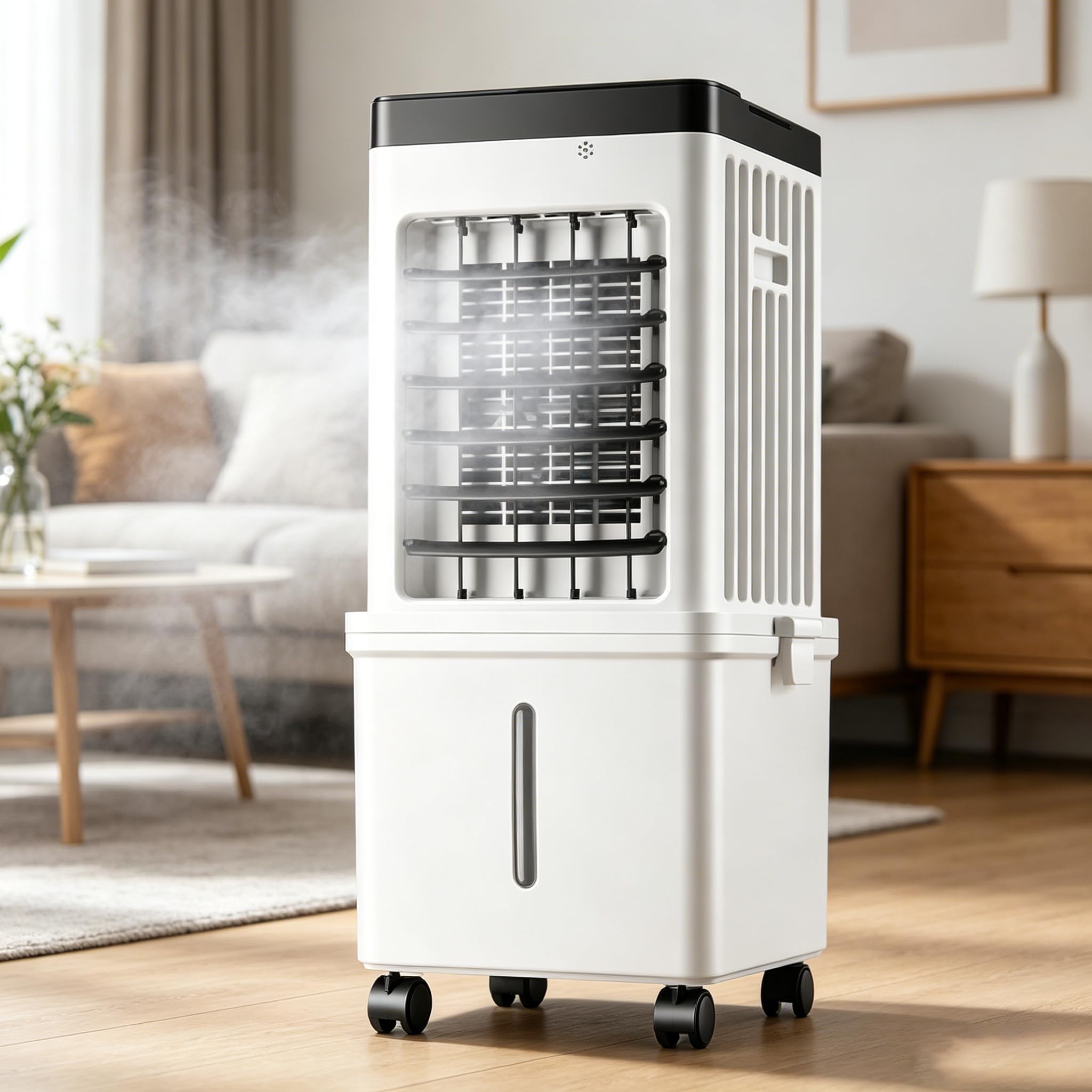 URJWAN Swamp Cooler, Portable Air Conditioners with 3 wind Modes, 3 Speeds,15L Water Tank for Evaporative Air Cooler Long Cooling, 45 dB Windowless Air Conditioner 90° Oscillation RemoteControl