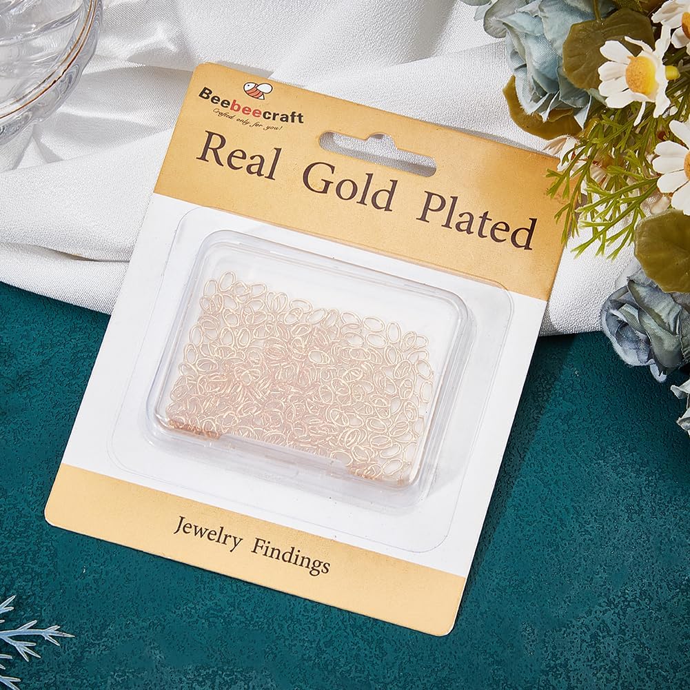 Beebeecraft 300Pcs Oval Jump Rings 18K Gold Plated Open Jump Rings Oval Linking Rings Connectors Jewelry Links for DIY Jewellery Making Findings Bracelet Necklace Earring Repair