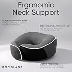 Proglobe Orthopedic Neck Pillow, Travel Neck Pillows for Airplanes, Memory Foam Kit, Updated Material, Airplane Travel Set with 3D Contoured Eye Masks, Earplugs, and Luxury Mesh Bag (Dark Grey)