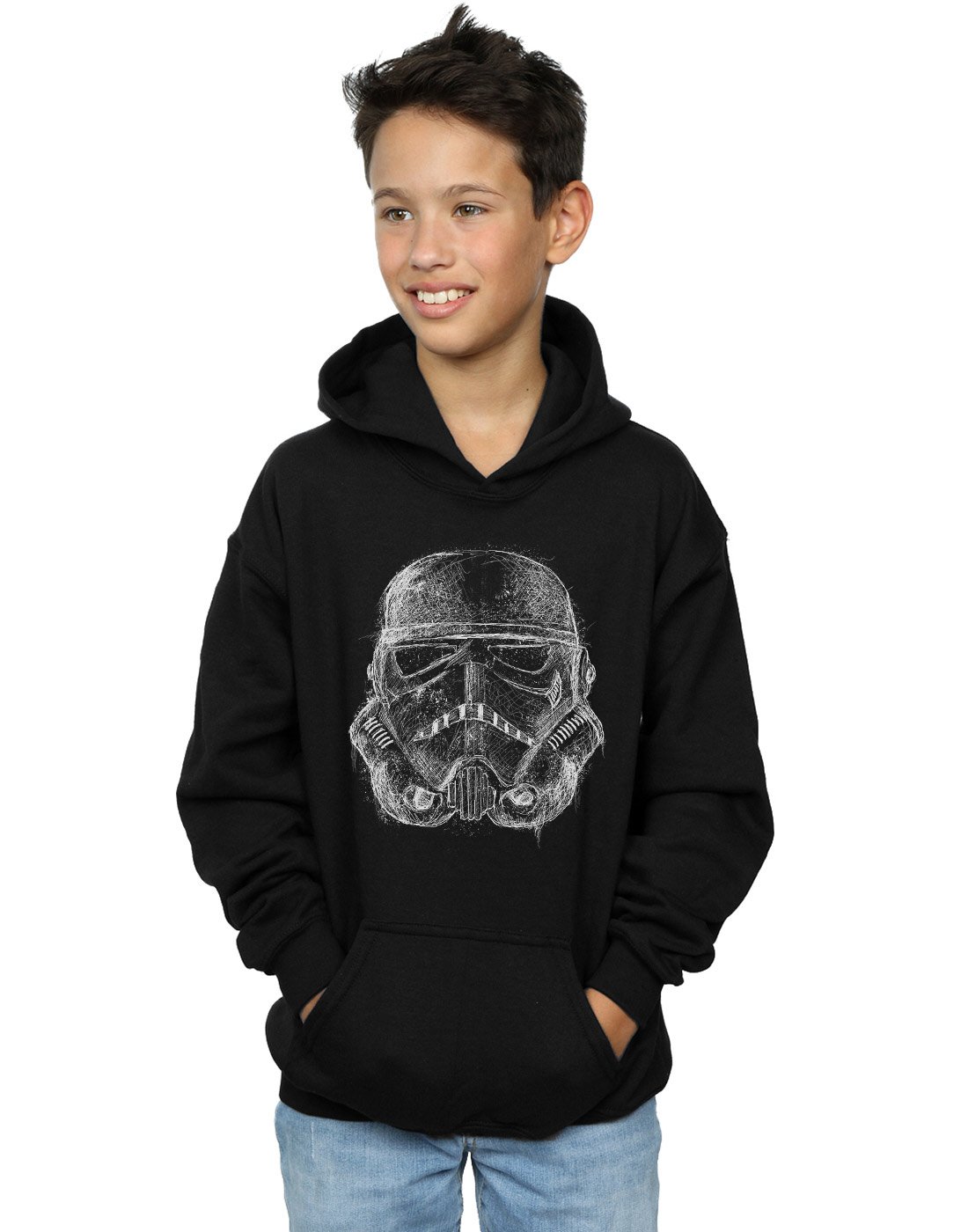 Absolute Cult Star Wars Boys Stormtrooper Scribble Helmet Hoodie Black 12-13 years