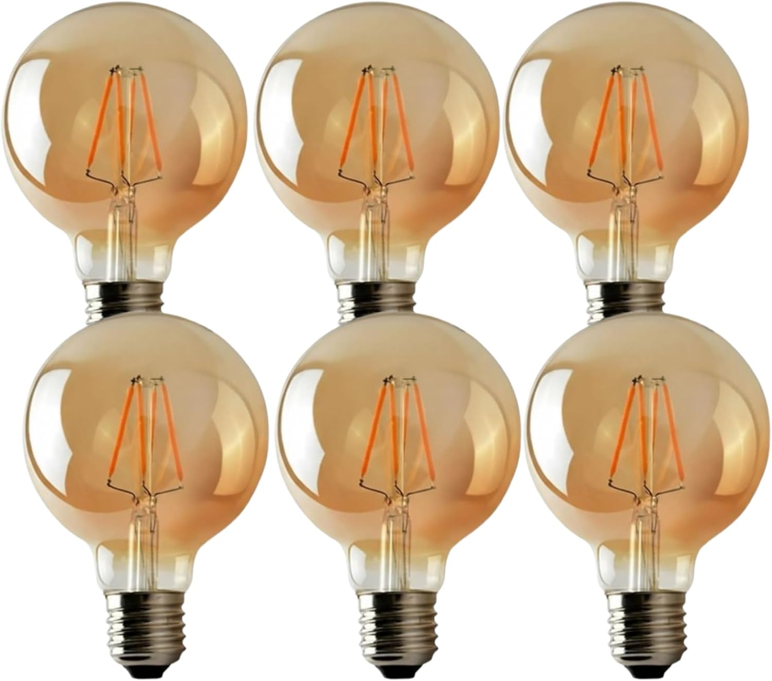 LED Edison E26 G30/G95 Globe Light Bulbs, 4W Equivalent to 40W, 2700K Warm White Flexible Filament Dimmable Vintage Amber Glass Screw Energy Saving Bulb for Farmhouse Home Decoration - Pack 5