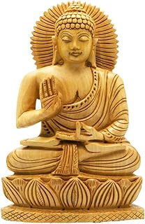 Bouddha Groove Statue de Bouddha assis en bois sculpté