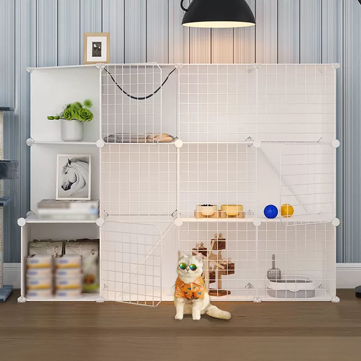 Cage de transport pour chats spacieuse et parc pour petits animaux