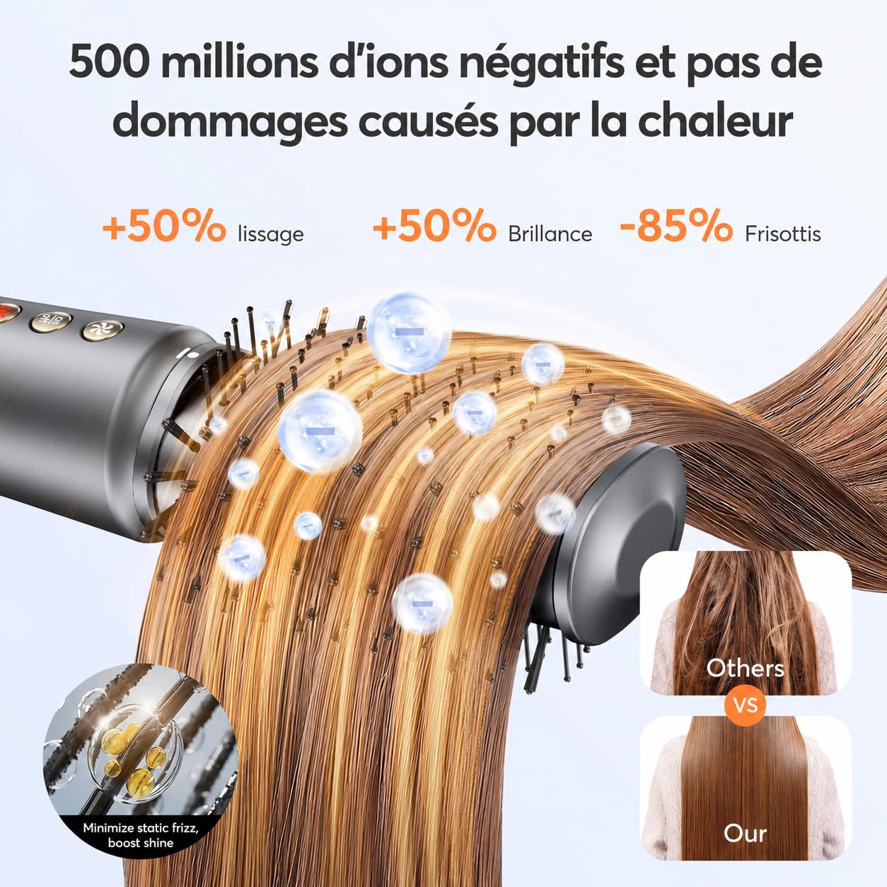 Bopcal Hair Styler 5 en 1, Seche Cheveux Professionnel 160000 RPM, Brosse Soufflant avec Ionique, Fers à Boucle Automatique pour les Boucles, le Volume et le Lissage 18