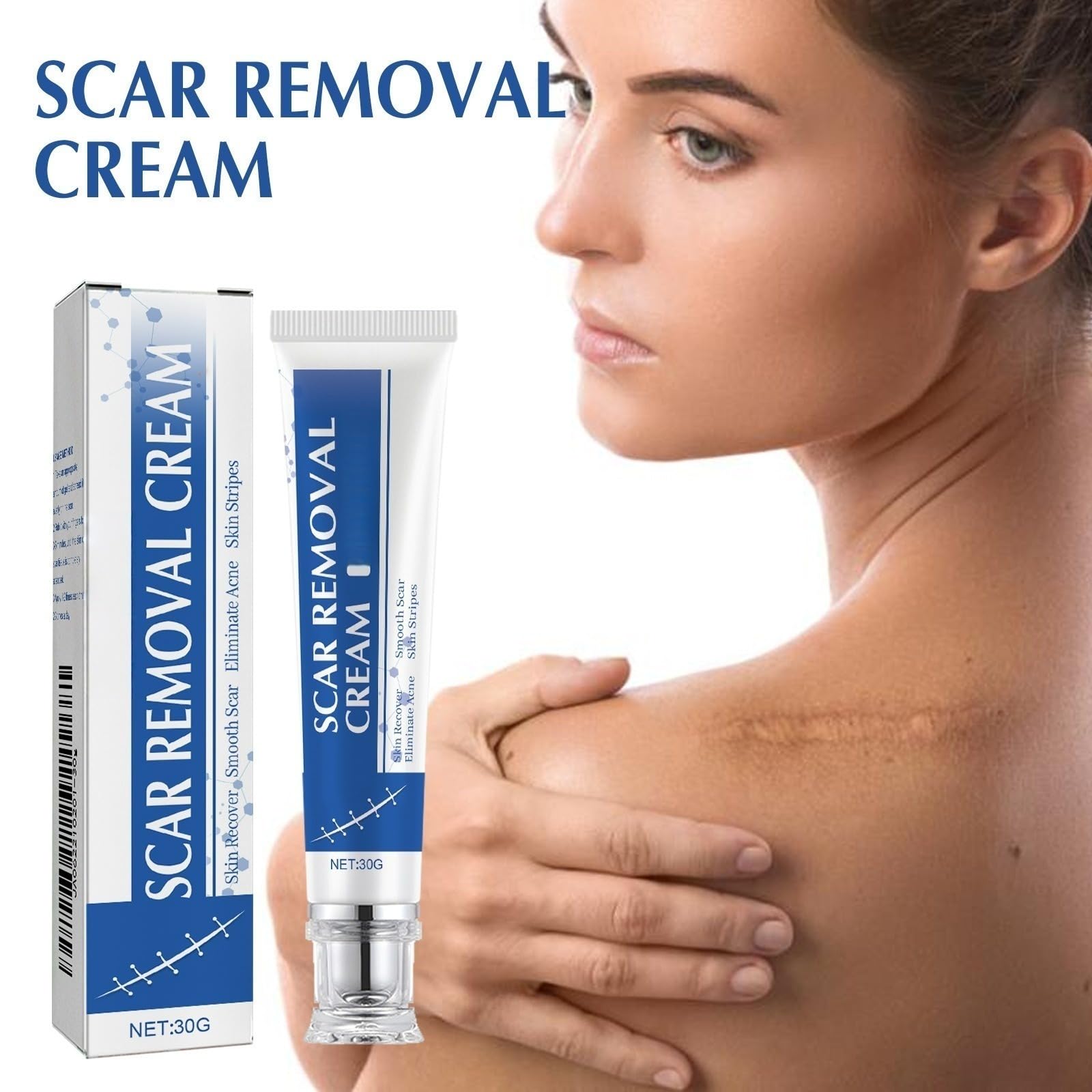 Crème anti-cicatrices, aide à réduire l'apparence des anciennes et nouvelles, Stretch Marks, Keloids, Wounds traitement des pour le visage et le corps, réparatrice pour cicatrices, césarienne, chirur