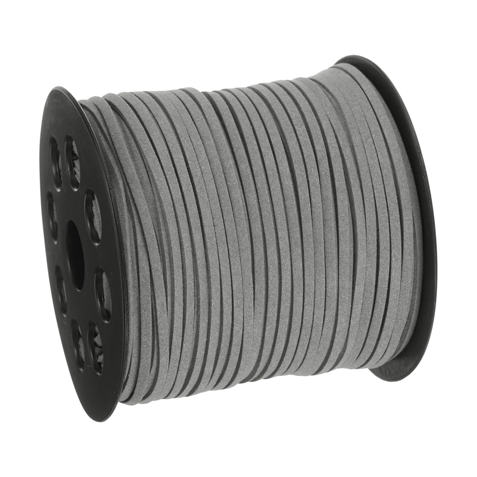 uxcell Suede Cord, 98.43 Yard 2.6mm Flat Leather Thread String for Purse Handbag Shoelace DIY Crafts Bracelet Making, Silver Gray 1 Roll