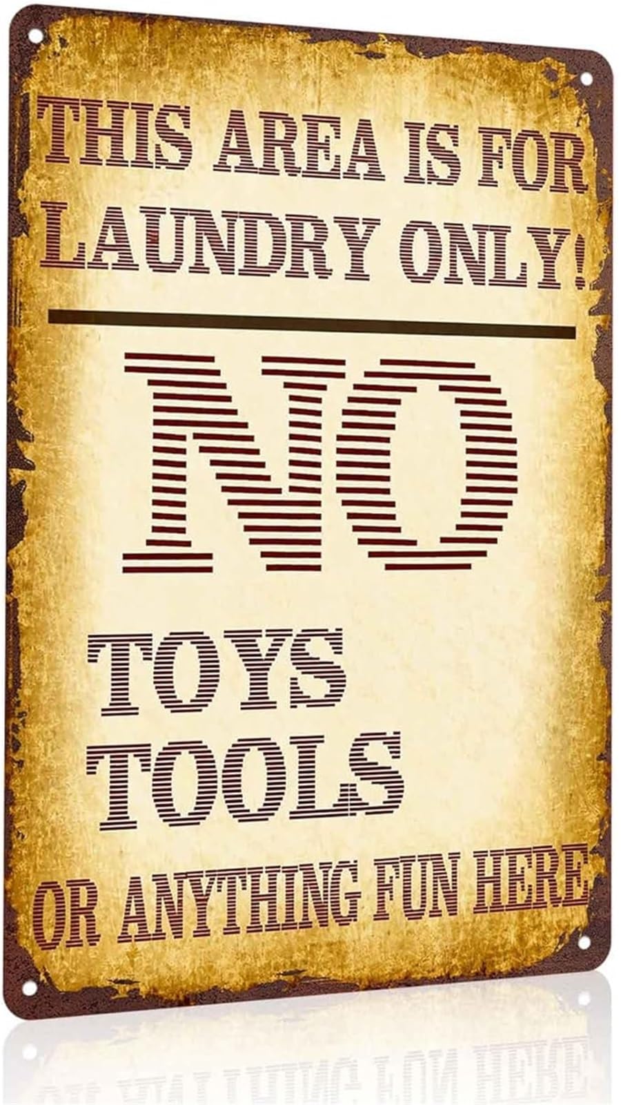 IDGTTLDF Retro Laundry Room No Tools Sign Humorous Metal Sign for Garage Mudroom Wall 8 X 12 in