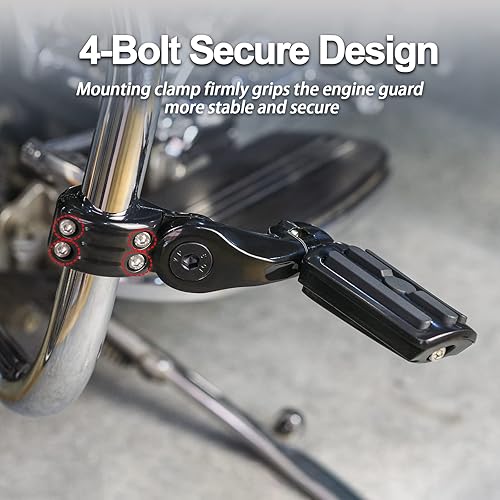 Miniatura 2 de Nueva generación Reposapiés ajustables para autopista con abrazadera de montaje para Harley Touring Street Glide Road Glide Electra Glide Road King