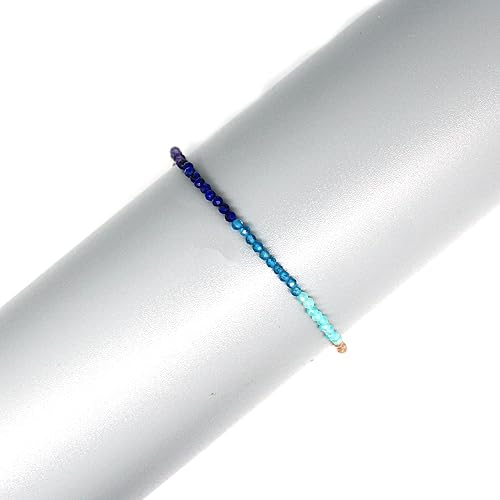 GemInspire Natural Full Beaded 7 Chakra Beads Bracelet, Handmade Jewelry, 925 Sterling Silver 8 Inch Adjustable Chain (7 Chakra)