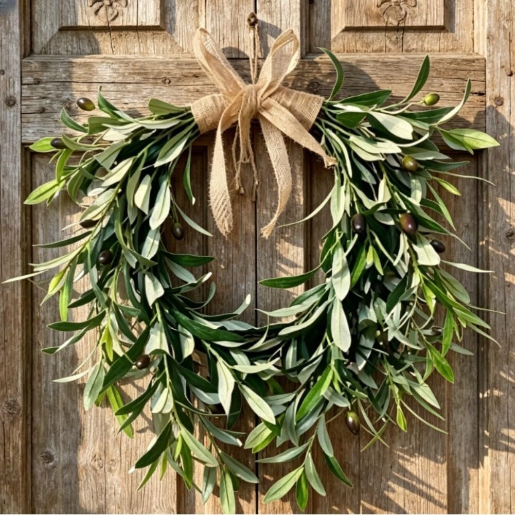 FACAIIO Élégante couronne de Noël en eucalyptus 45 cm, en rotin naturel, décoration à suspendre pour porte, mur, cheminée