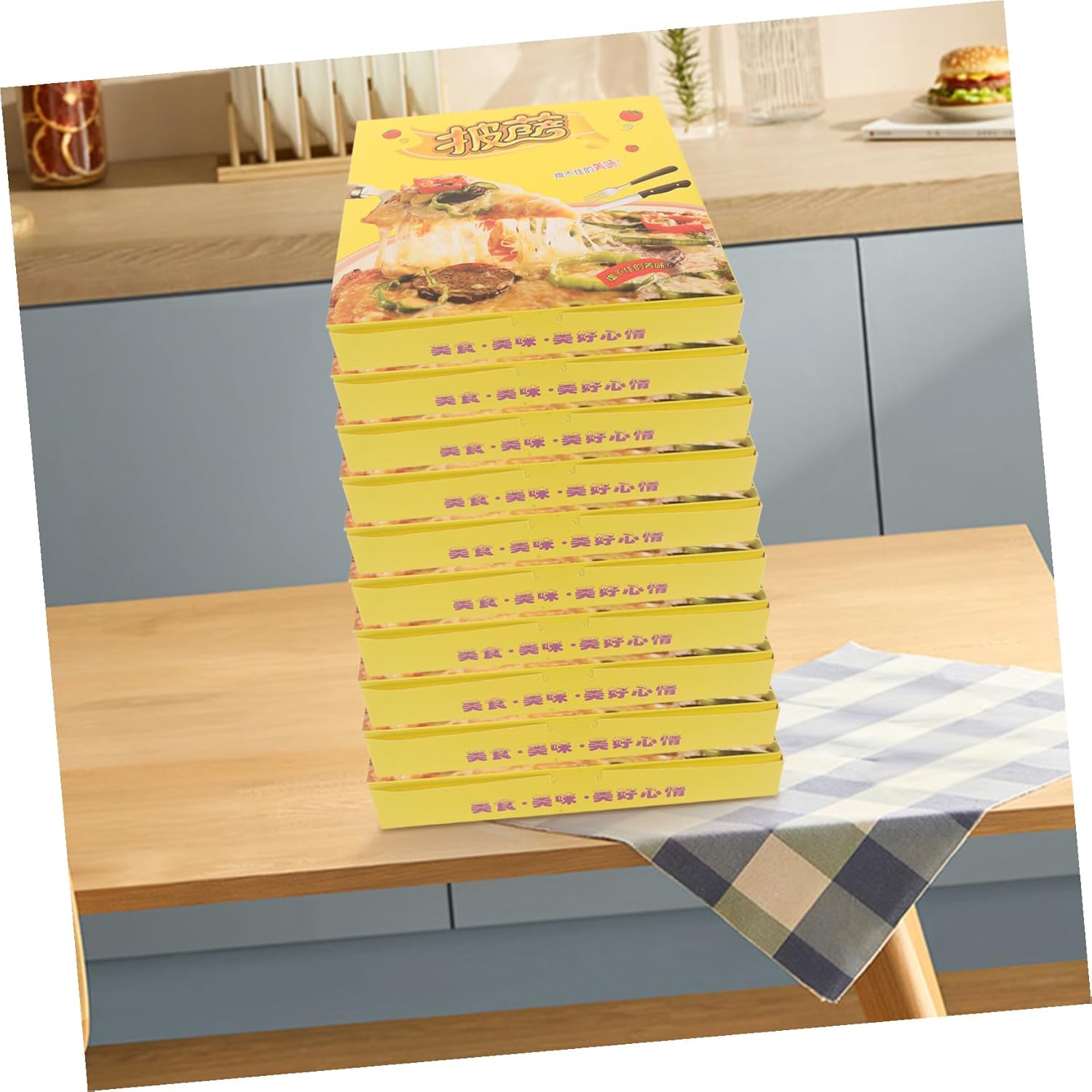 NUOBESTY 40pcs Kraft Cardboard Pizza Boxes 9-inch Takeout Containers Pizza Packaging Holders for Party and Food