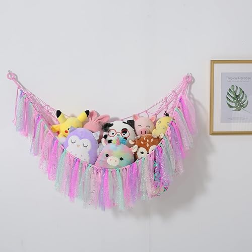 Miniatura 4 de Hamaca de red bohemia de almacenamiento de animales de peluche de macramé para animales de peluche con red ligera para mascotas para animales de