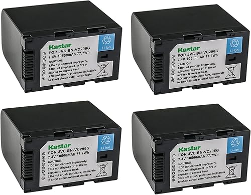 Kastar BN-VC296G - Batería de repuesto para JVC BN-VC264G BN-VC296G, batería JVC AA-VC20 AA-VC20E AA-VC20U cargador de batería, JVC GY-HC500 GY-HC