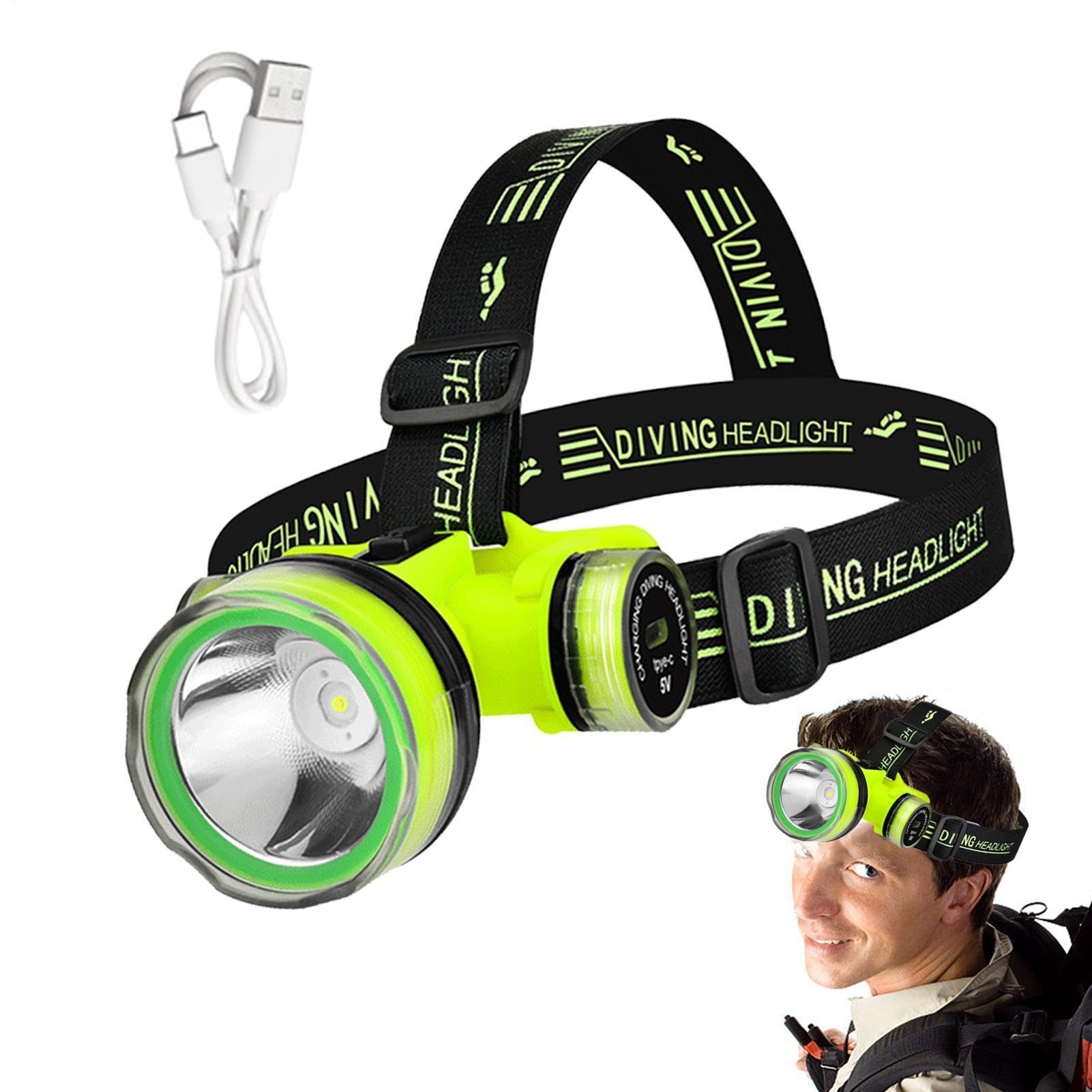 Linterna LED subacuática recargable para evitar la oscuridad en buceo y natación 8